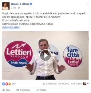 Screen shot del video di Lettieri contro i manifesti abusivi