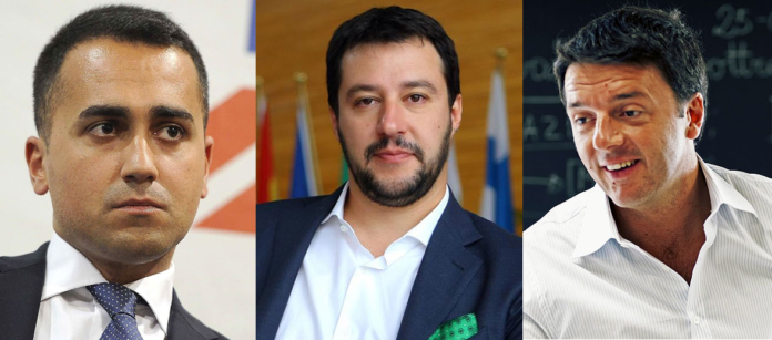 Di Maio, Salvini e Renzi fonte foto: collage da biografieonline.it