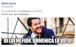 Sponsorizzata di Salvini diretta al pubblico di Forza Italia