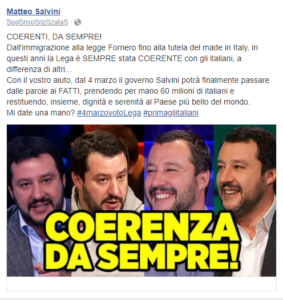 Una delle sponsorizzate di Salvini diretta ai votanti di Forza Italia