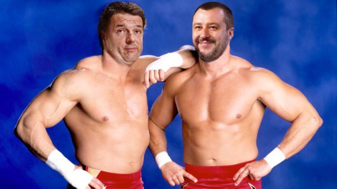 renzi e salvini wrestling